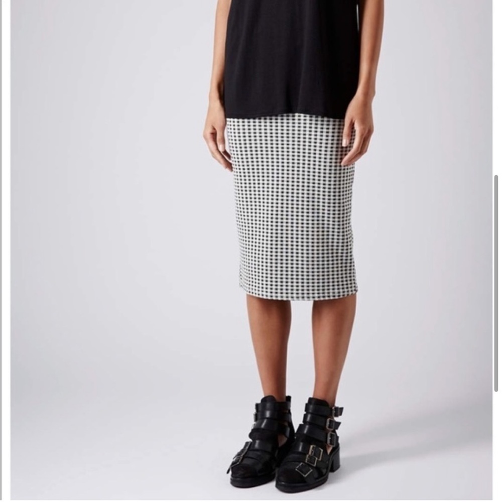 Topshop Houndstooth Print Pull On Midi Skirt